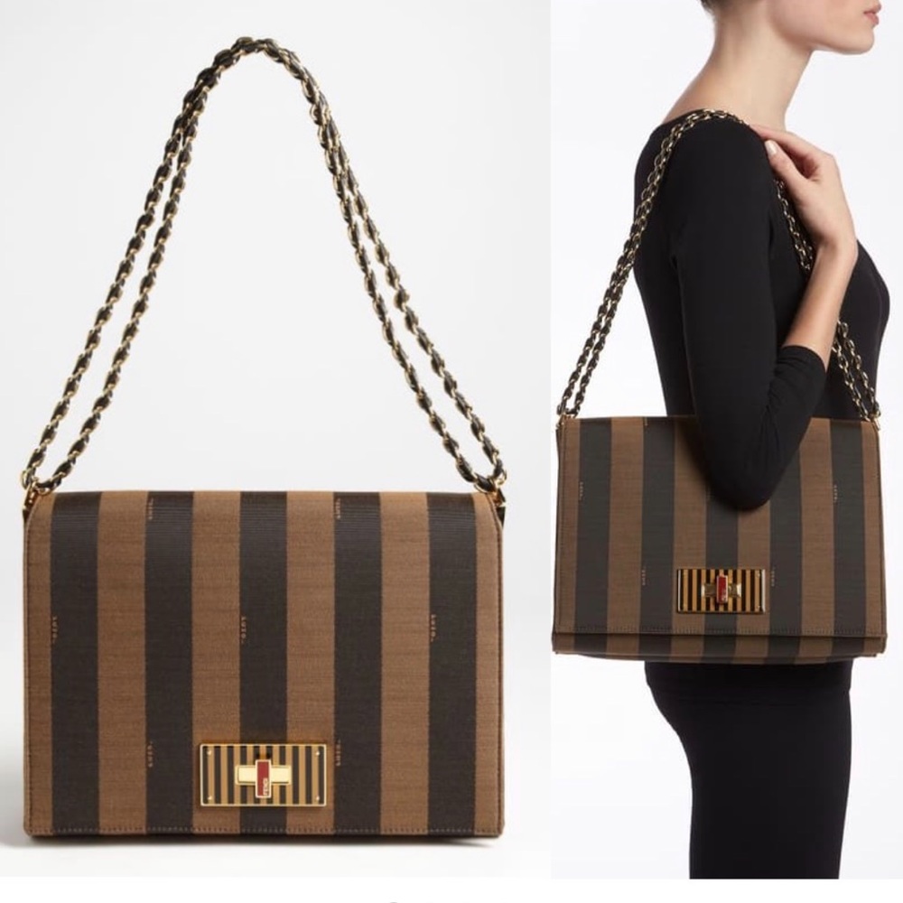 Fendi Large Pequin Claudia Shoulder Bag